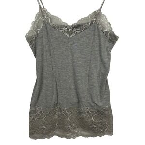 White House Black Market Gray Lace Trim Cami Tank Top Women's Size Medium